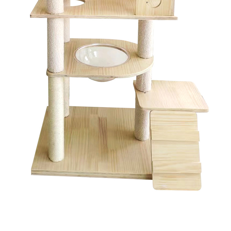 Solid wood space capsule cat climbing frame