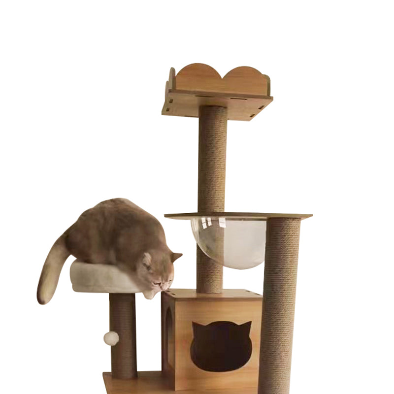 Solid wood capsule cat tree