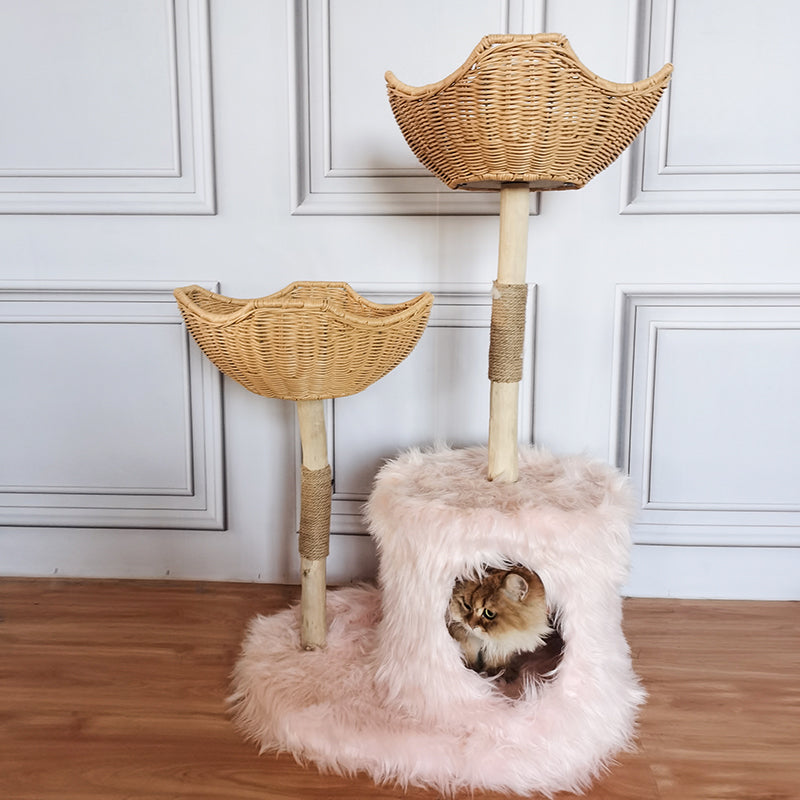 38 inch small rattan cat tree