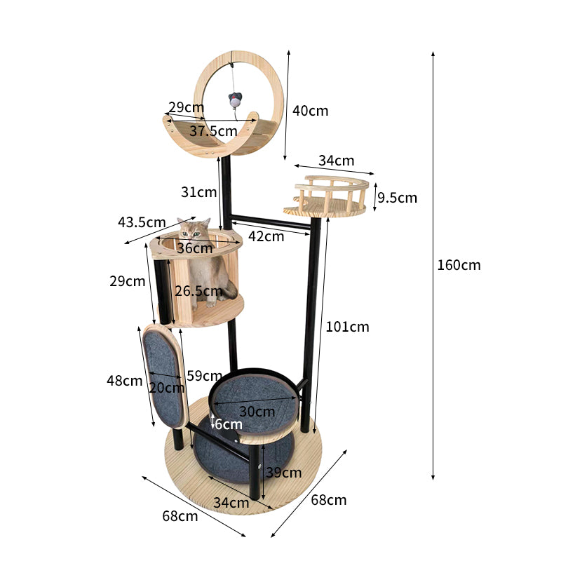 63-inch solid wood cat tree