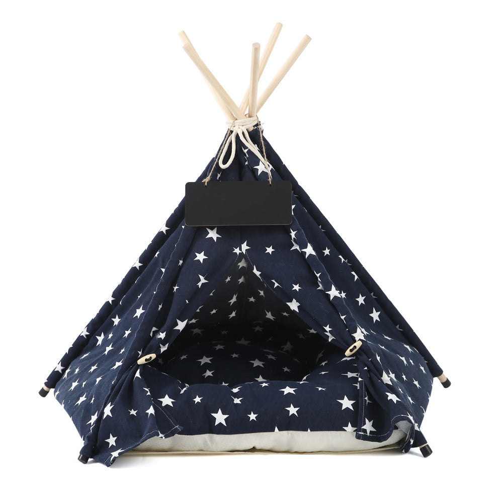 Star Pattern Pet Tent House With Waterproof Cushion