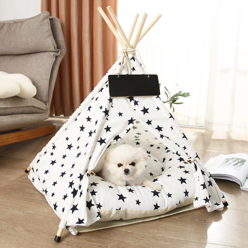 Star Pattern Pet Tent House With Waterproof Cushion