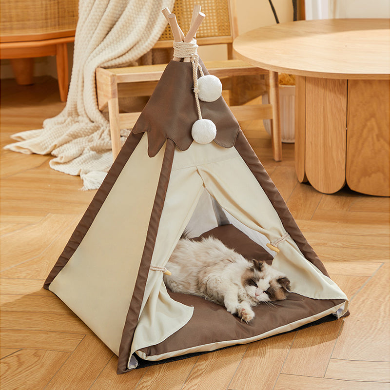 Pet Teepee Dog & Cat Bed - Dog Tents & Pet Houses with Cushion