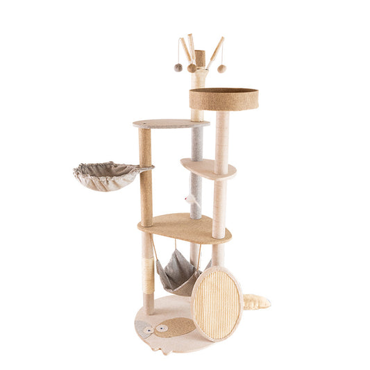 Large cat tree with scratcher and kennel