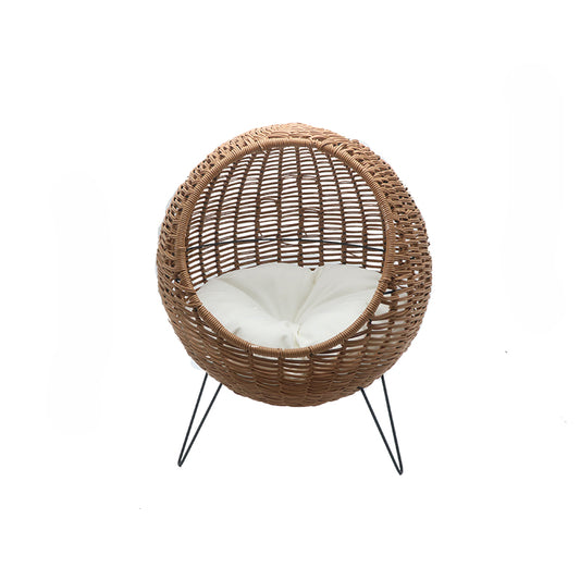 regular rattan-weaved hemispheric pet kennel with mat