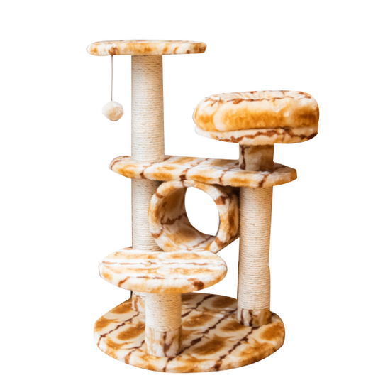 Medium thick column cat tree with tunnel and tower