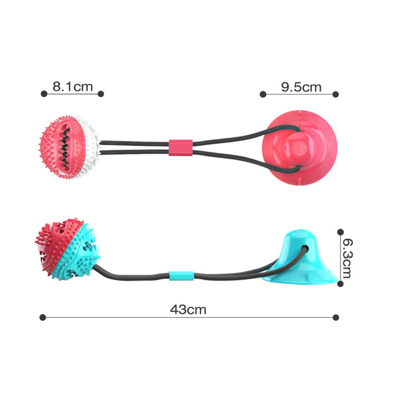 Dog Chew Toy Suction Cup Leaks Feed Ball Squeaky Dog Toothbrush