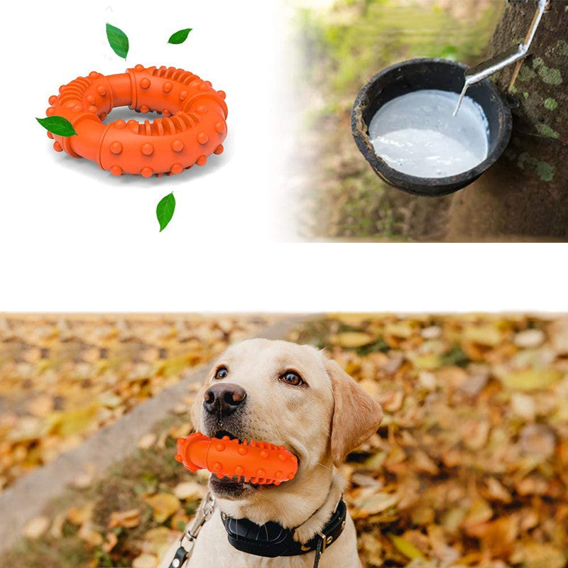 Toughest Natural Rubber Texture Nub Donut Dog Toys