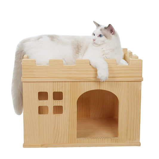 Wood cat castle luxury cat house