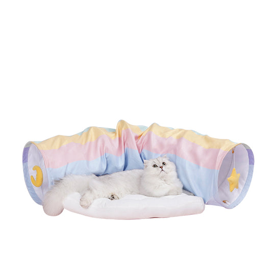 Rainbow cat tunnel with soft mat