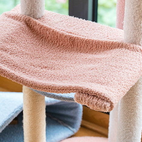 Plush cat tree with whale-shaped nest