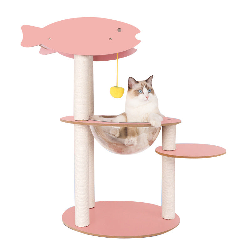 Colorful cat climbing frame with capsule