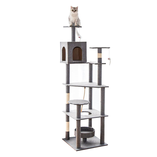 Multiple-level large cat tree with post and platform