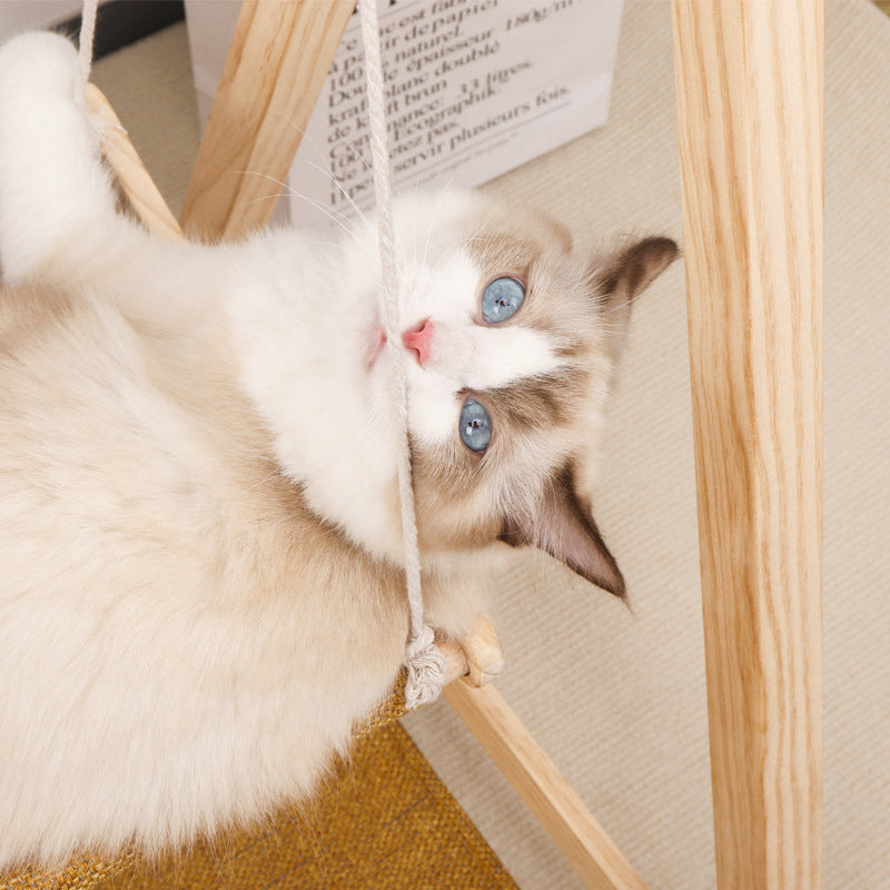 Wooden 2-layer cat hammock