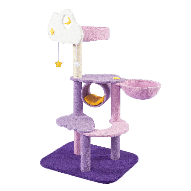 Star moon and cloud purple cat tree