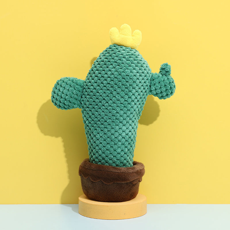 Mesh Cactus Potted Plant Squeaky Plush Dog Chew Toy