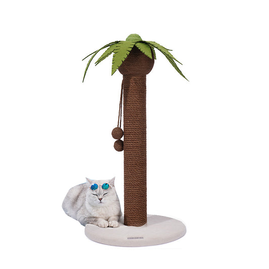 Coconut tree cat scratch stand