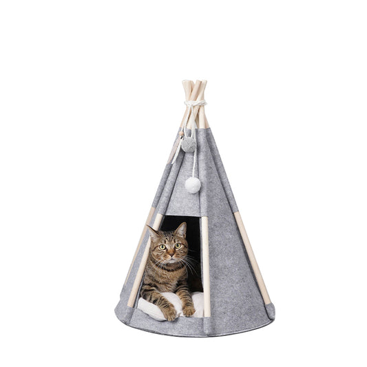 Felt cloth pet tent with toy ball