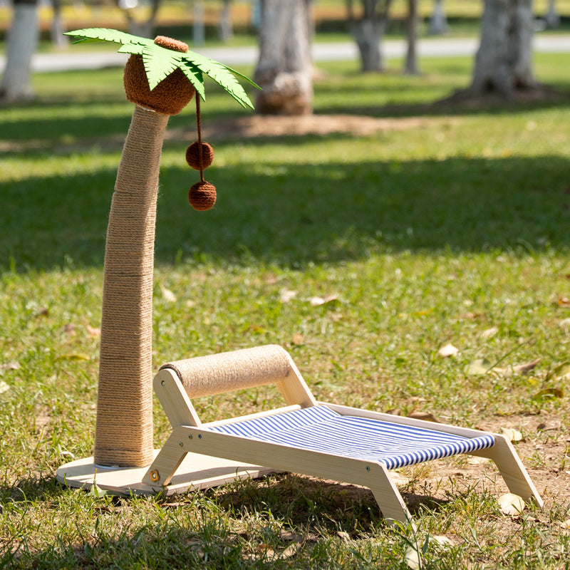 Coconut tree cat scratching stand with bed