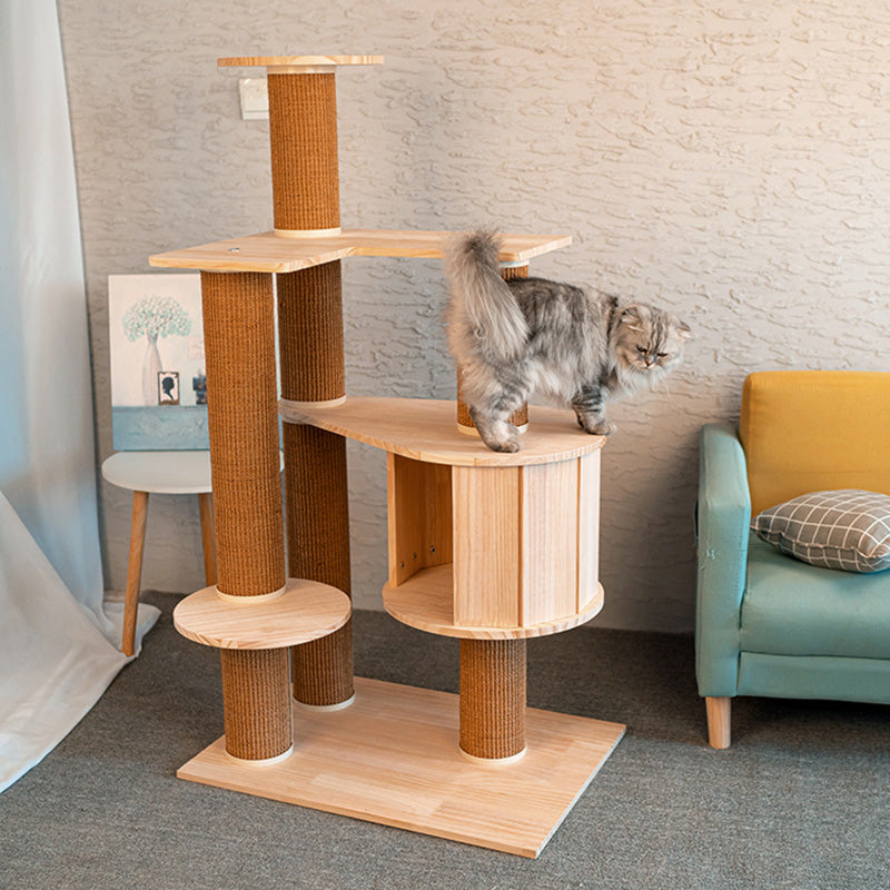 New update pine wood bolder cat tree