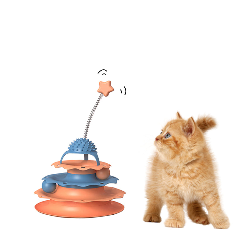 Four-layer cat turntable with ball