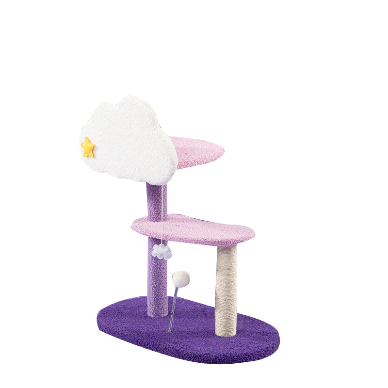 Star moon and cloud purple cat tree