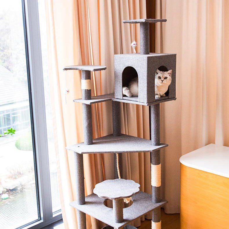 Multiple-level large cat tree with post and platform