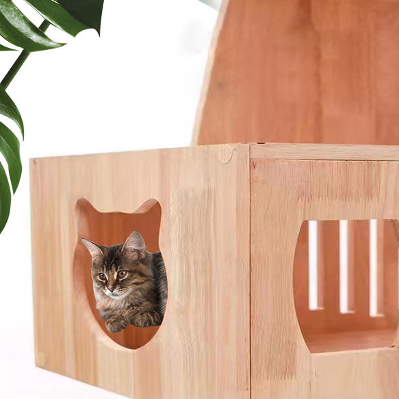 Luxury wooden cat tree in cat house