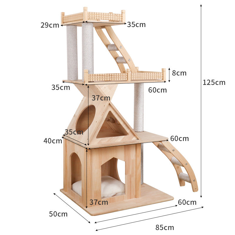 Wooden cat tree with crows nest