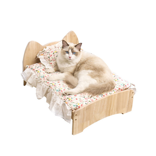 Cat head design wooden cat bed