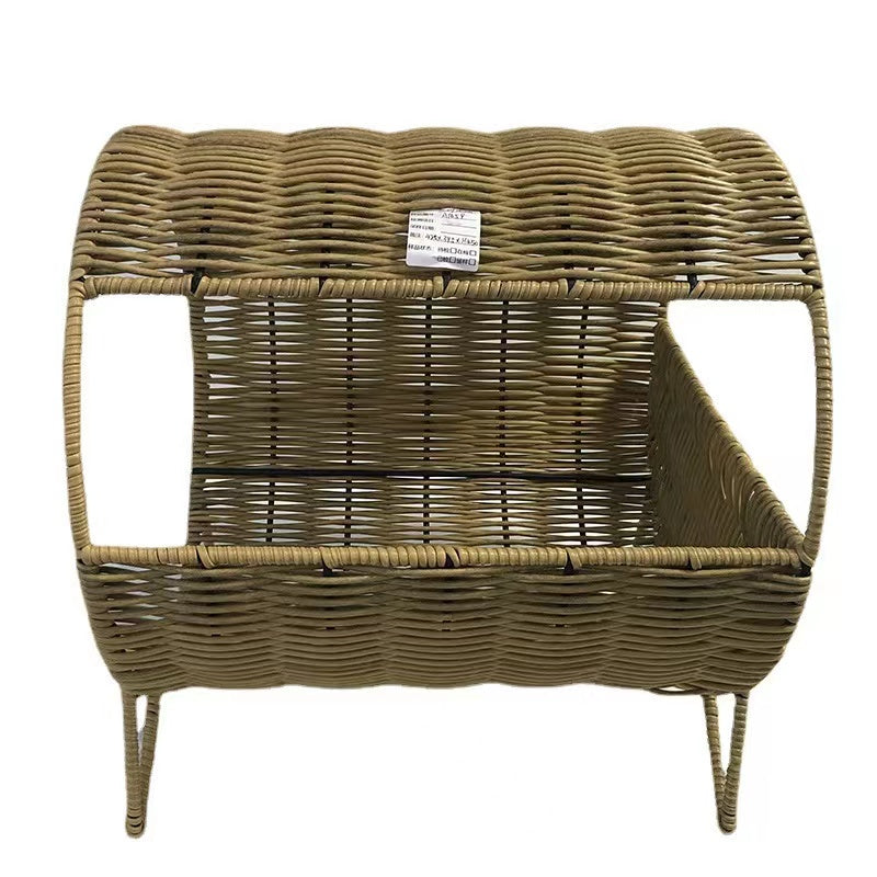 rattan-weaved tunnel non-removable pet bed with mat