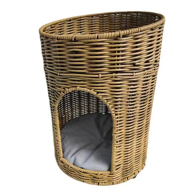 Rattan Cat Bed with Cushion