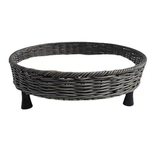 Off-ground rattan pet bed