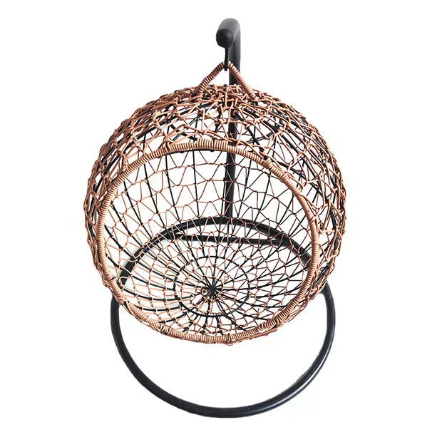 Hanging basket plastic rattan weaved cat kennel with soft mat