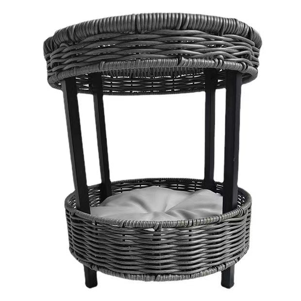 Rattan double-layer cat bed