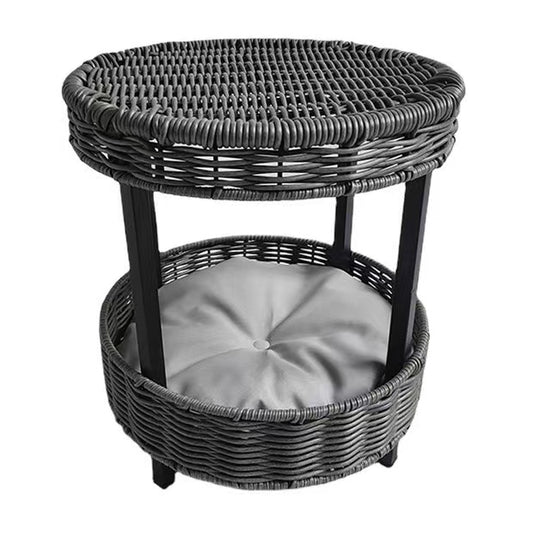 Rattan double-layer cat bed