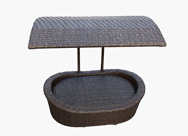 rattan-weaved oval pet bed with tende