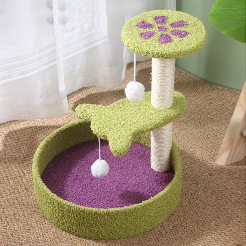 Flower cat climbing frame with bed bottom