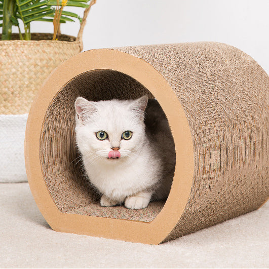 Corrugated paper tunnel cat scratching stand