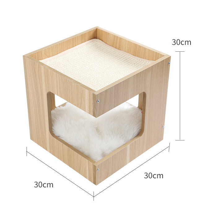 Wooden double layer cat bed