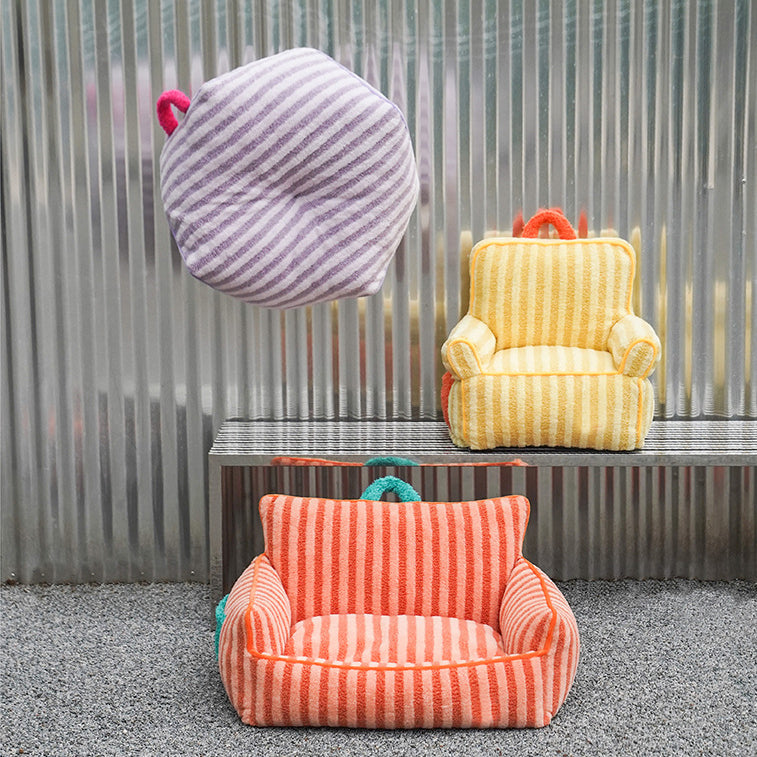 Stripe soft short plush pet lounge