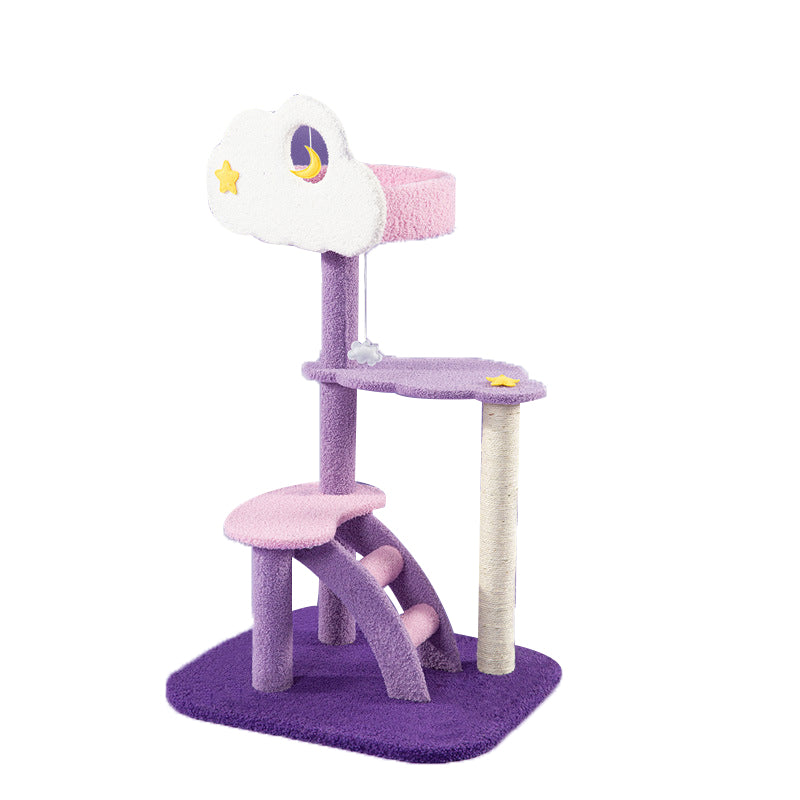 Star moon and cloud purple cat tree