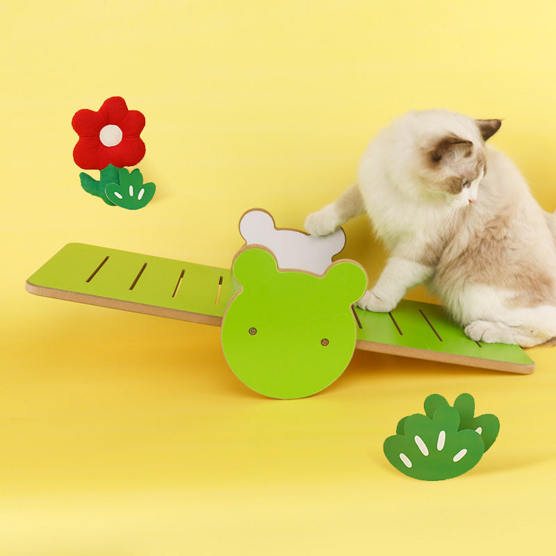 Pet playing toy cat seesaw