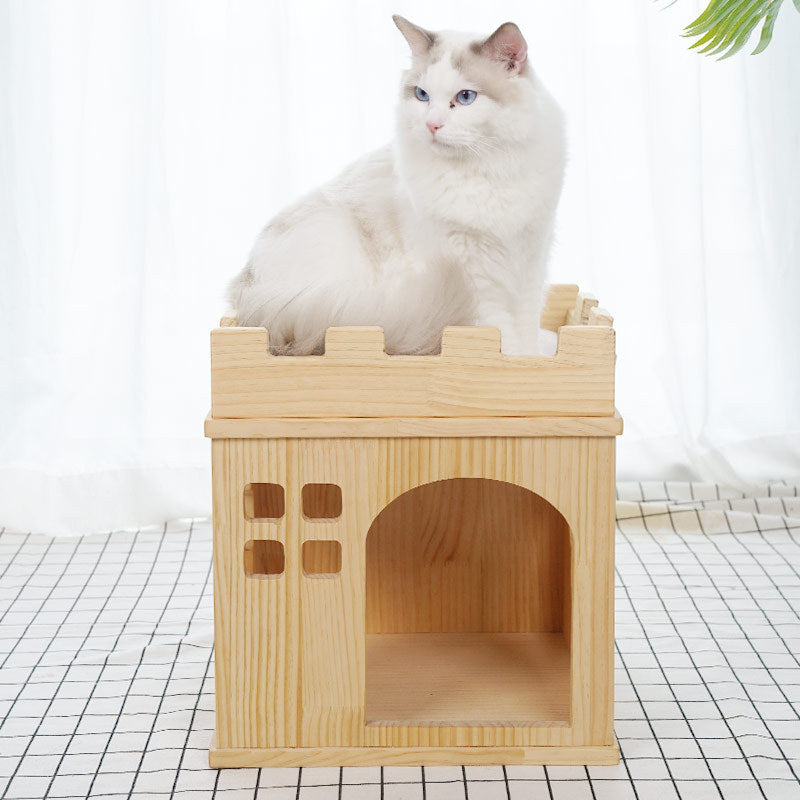 Wood cat castle luxury cat house