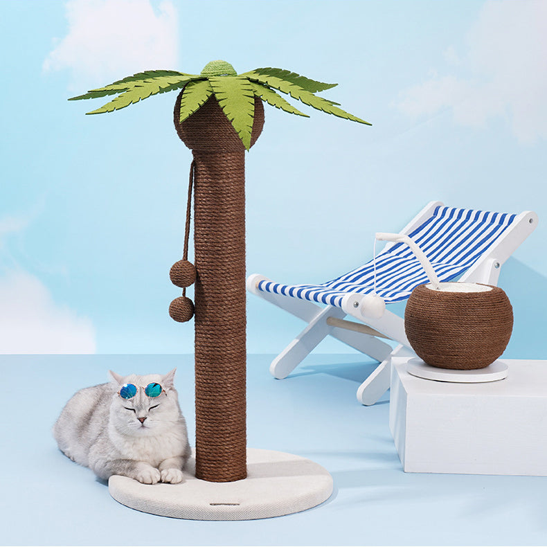 Coconut tree cat scratch stand