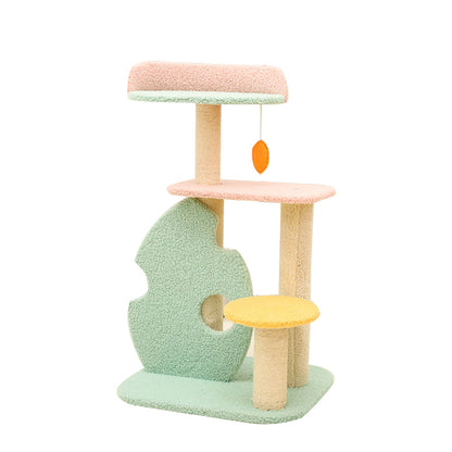 Colorful rainforest cat tree with flower tower