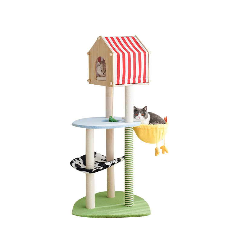 Luxury farm cat tree with condo