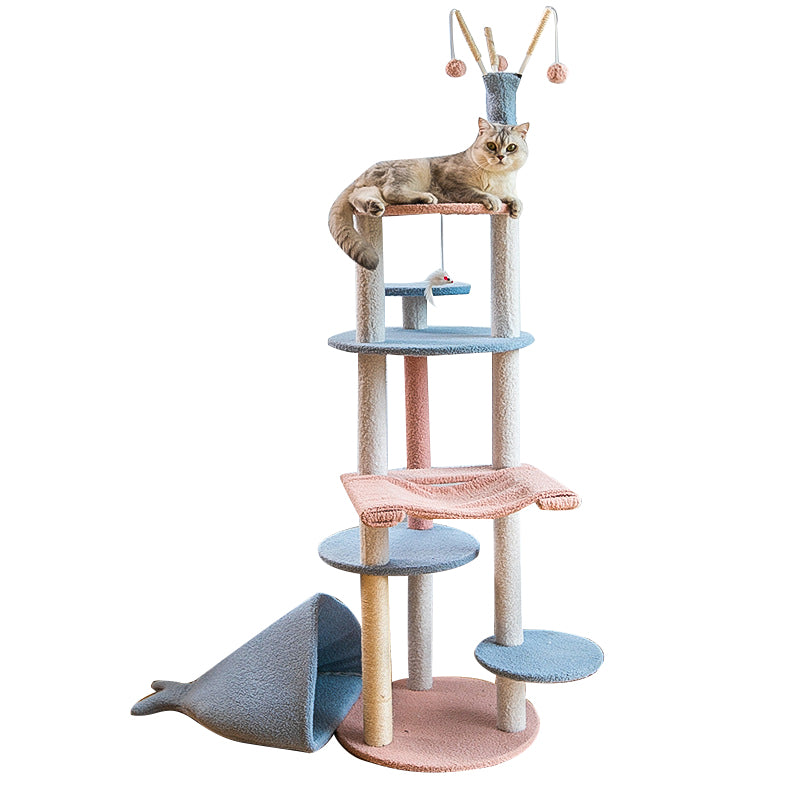 Plush cat tree with whale-shaped nest