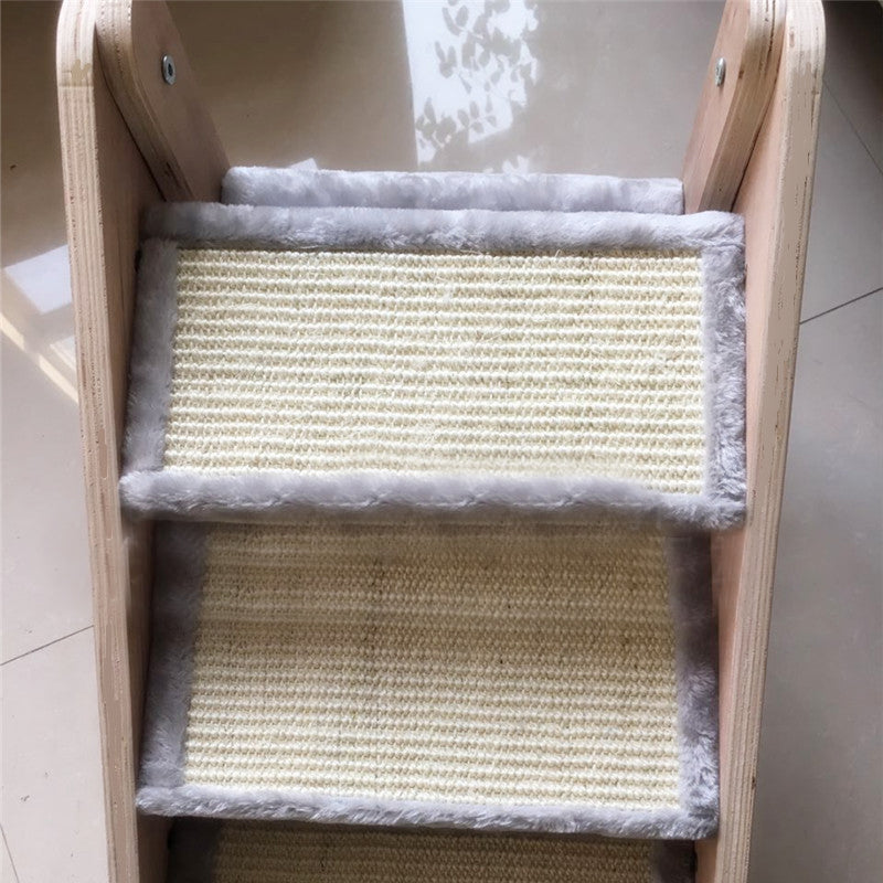 Adjustable wood pet stair cat scratcher