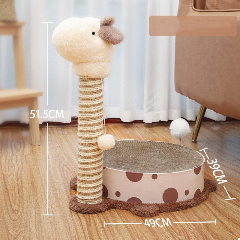 Giraffe-shaped cat scratching post